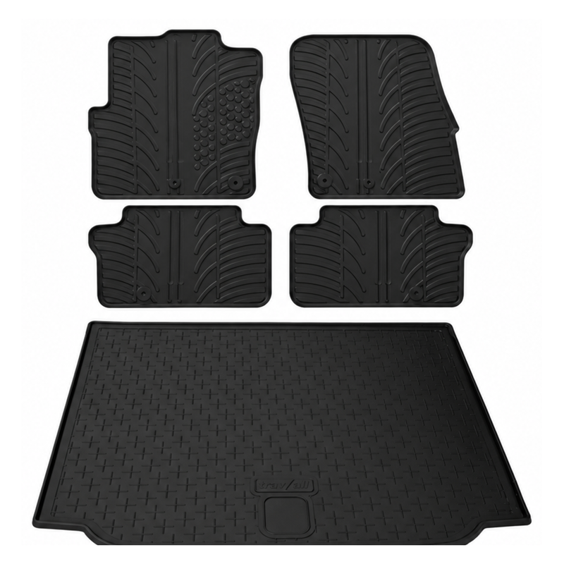 Set aus Gummi-Kofferraumwanne und Gummi-Autofußmatten für Skoda Roomster (2006-2015)