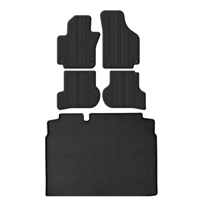 Set aus Gummi-Kofferraumwanne und Gummi-Autofußmatten für VW Golf (2003-2009)