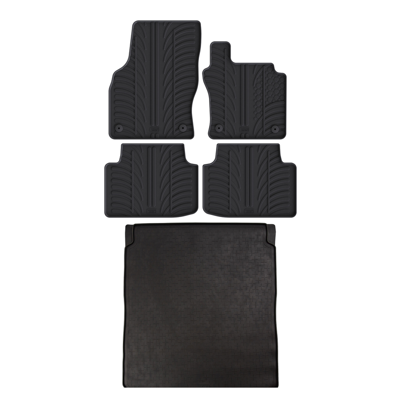 Set aus Gummi-Kofferraumwanne und Gummi-Autofußmatten für VW Passat (2015-2024)