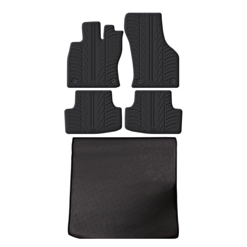 Set aus Gummi-Kofferraumwanne und Gummi-Autofußmatten für Seat Leon (2012-2020)