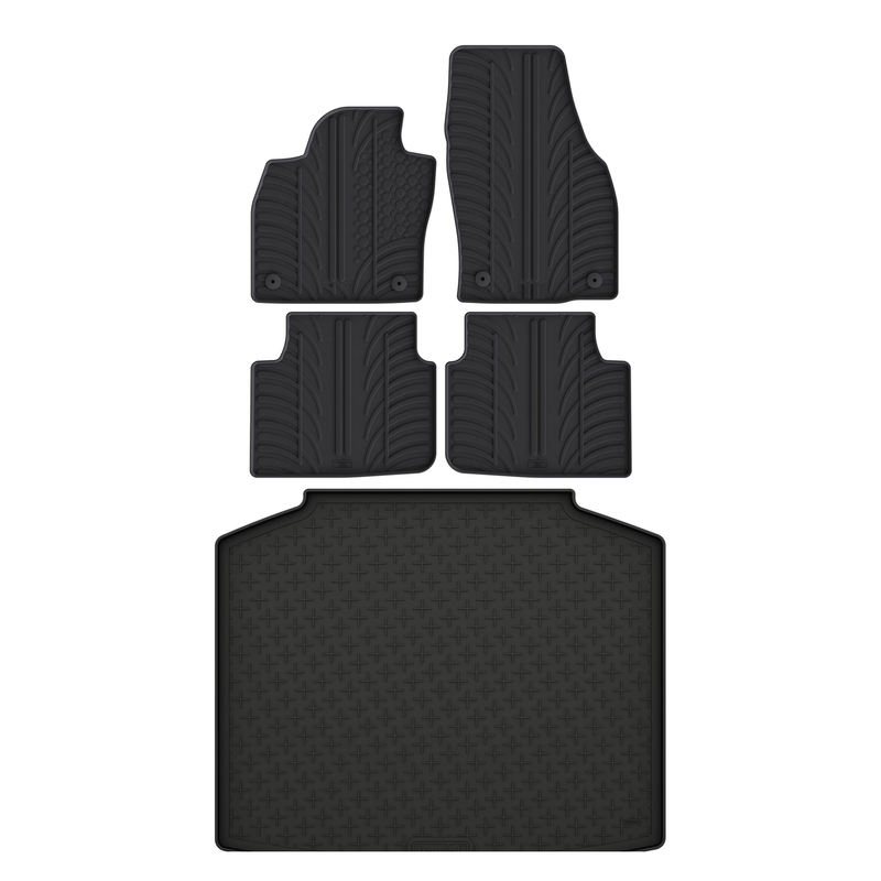 Set aus Gummi-Kofferraumwanne und Gummi-Autofußmatten für Skoda Scala (2019-)