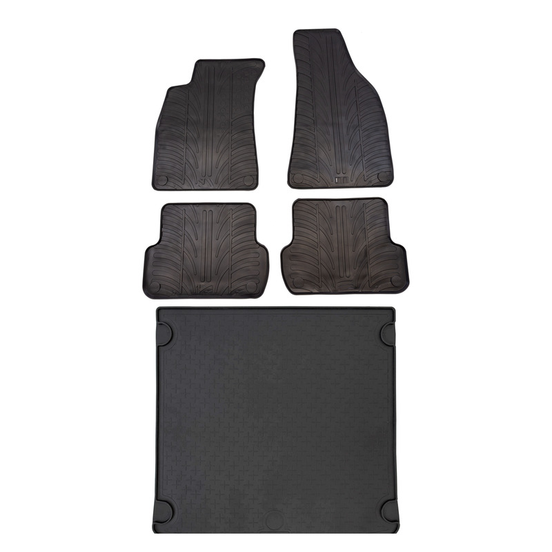 Set aus Gummi-Kofferraumwanne und Gummi-Autofußmatten für Seat Exeo (2009-2013)