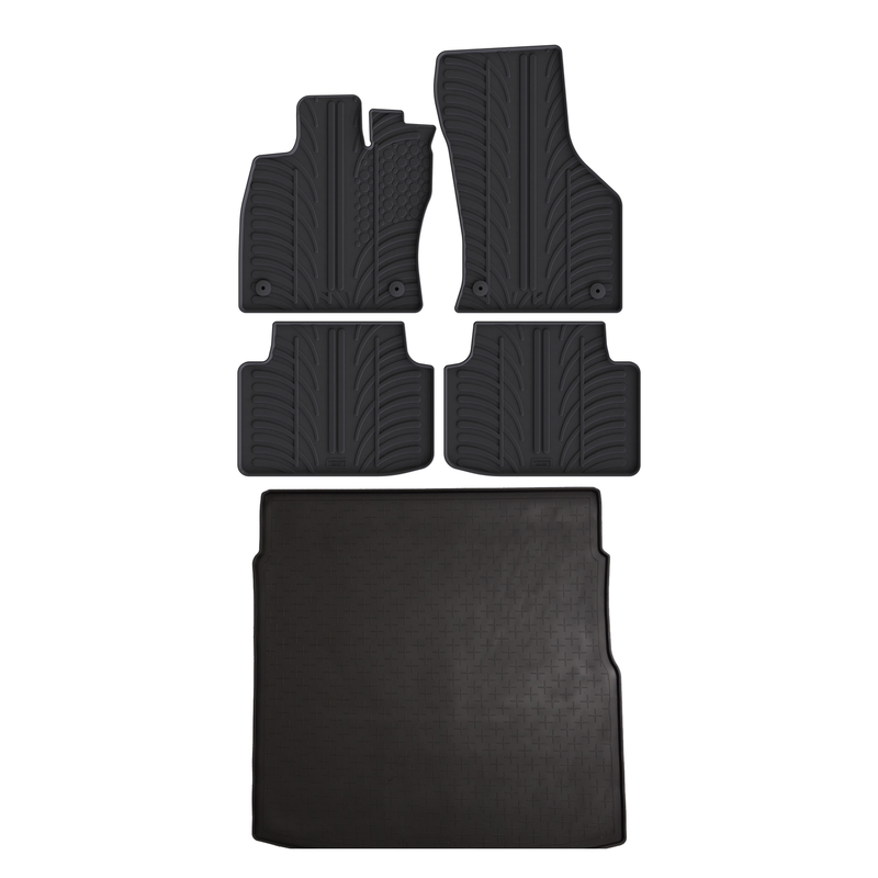 Set aus Gummi-Kofferraumwanne und Gummi-Autofußmatten für VW Passat (2015-2024)