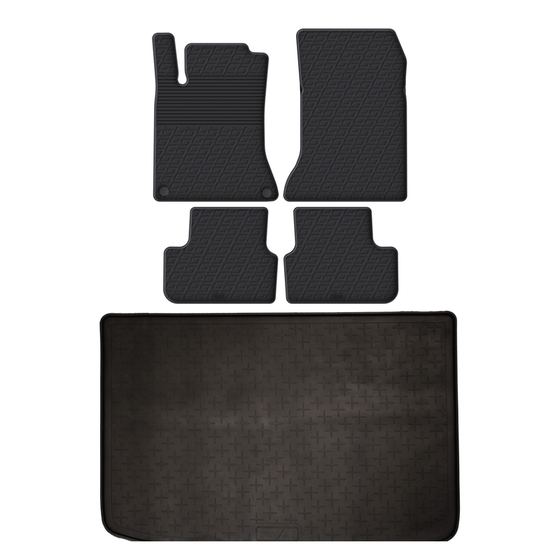 Set aus Gummi-Kofferraumwanne und Gummi-Autofußmatten für Mercedes A-Class (2012-2018)